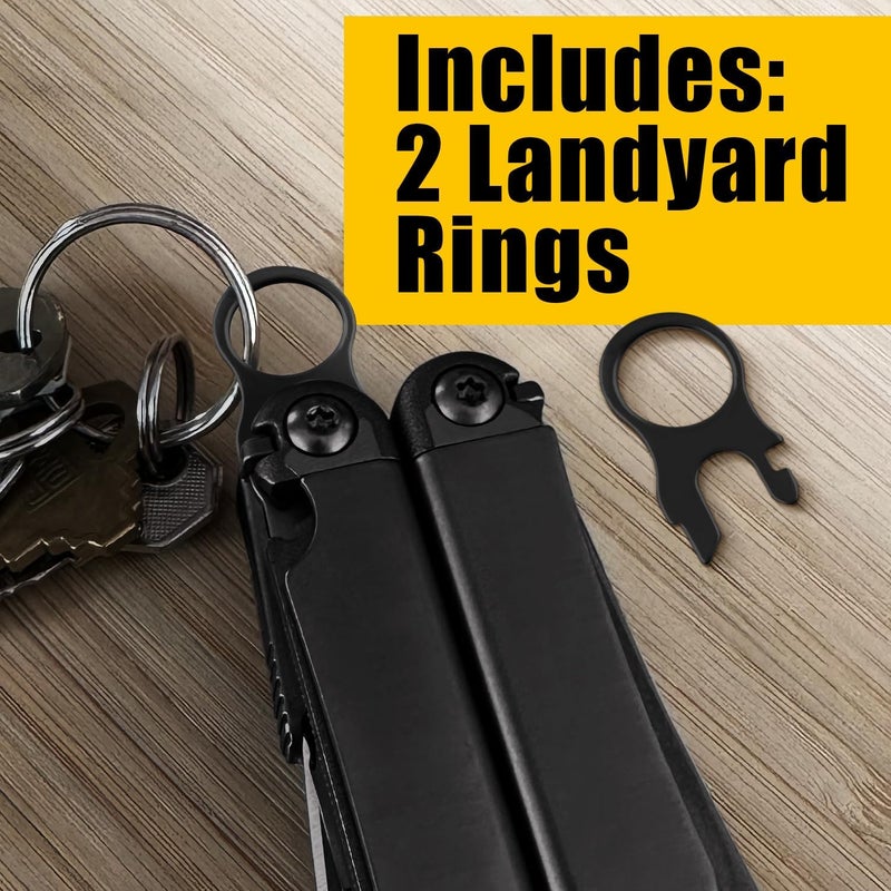 Samorillo [2-Pack] 2 Black Quick Release Pocket Clips + 2 Black Lanyard Rings Compatible With Leatherman Wave & Charge MultiTools - Stainless Steel Pocket Clip Won't Bend Or Snap - Install Or Replace In Seconds - Image 4